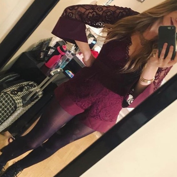 Blu Spero Maroon Lace Romper - Picture 4 of 4